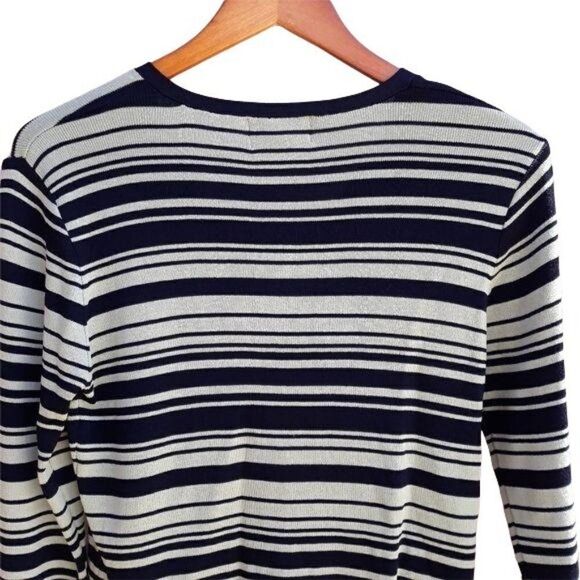 Finity Knit Cardigan Y2K Button Down Striped Lime Green Black Sz L - Picture 6 of 8